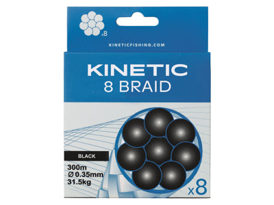 Kinetic 8 Braid 300m - Black-Braid-Kinetic-Irish Bait & Tackle