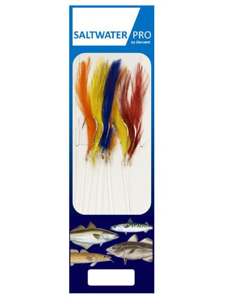 Dennett Saltwater Pro 6 Hook Coloured Feather Rigs-Predator Hooks-Dennetts-Irish Bait & Tackle